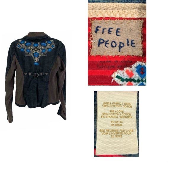 Rare Gem!! EUC Vintage Free People Embroidered Mixed Print Jacket Size 2 - Picture 9 of 11